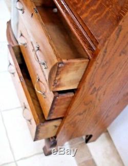 Antique Tiger Oak Side By Side Double Bookcase Secretary Curio Cabinet two shelf