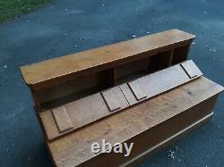 Antique Tiger Oak Step Back Bench Storage Cabinet