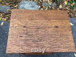 Antique Tiger Oak Step Stool Table Folding Wood Heavy Sturdy Best Victorian