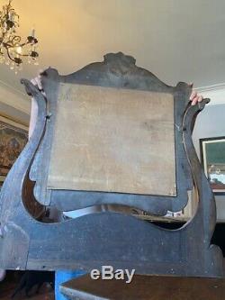 Antique Tiger Oak Swing Mirror Dresser Chest