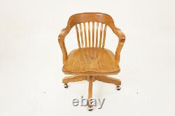 Antique Tiger Oak Swivel Tilt Office Chair by H Krug Canada 1920 H1245