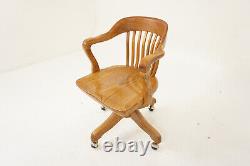 Antique Tiger Oak Swivel Tilt Office Chair by H Krug Canada 1920 H1245