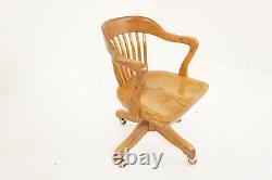 Antique Tiger Oak Swivel Tilt Office Chair by H Krug Canada 1920 H1245