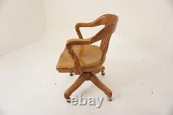 Antique Tiger Oak Swivel Tilt Office Chair by H Krug Canada 1920 H1245