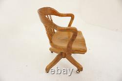 Antique Tiger Oak Swivel Tilt Office Chair by H Krug Canada 1920 H1245