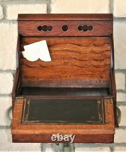 Antique Tiger Oak Table Desk Organizer, Letter Box, Made for Perpetual Calendar