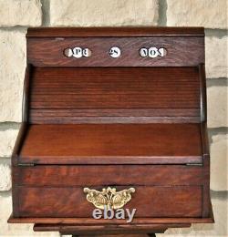 Antique Tiger Oak Table Desk Organizer, Letter Box, Made for Perpetual Calendar