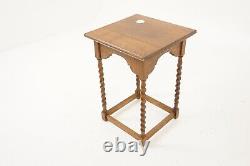 Antique Tiger Oak Table, Vintage Barley Twist Lamp Table, Scotland 1920, H000