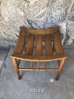 Antique Tiger Oak Thebes Stool