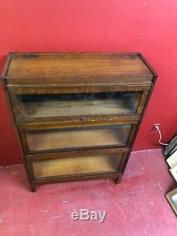 Antique Tiger Oak Three-Stack Barrister Bookcase By Udell Indianapolis