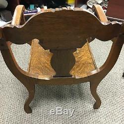 Antique Tiger Oak Throne Wooden Chair