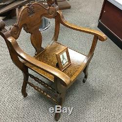 Antique Tiger Oak Throne Wooden Chair