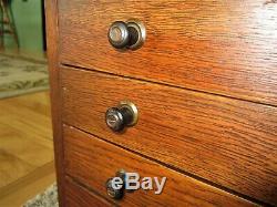 Antique Tiger Oak Watch Maker Repair Part Cabinet Jeweler Chest Marbles File Box