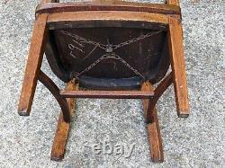 Antique Tiger Oak Wood Banker Chair Office Arm Chair Cane Back
