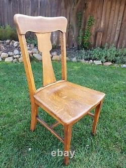 Antique Tiger Oak Wood Chair Desk Dining Side Chair Early 1900's