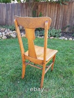 Antique Tiger Oak Wood Chair Desk Dining Side Chair Early 1900's