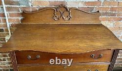 Antique Tiger Oak Wood Dresser Chest of Drawers Vtg Victorian Farmhouse Rustic