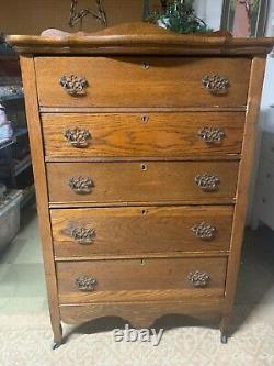 Antique Tiger Oak Wooden Dresser