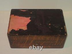 Antique Tiger Oak Wooden Tea Or Tobacco Chest Box W Galvanized Tin Inset Liner