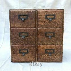 Antique Tiger Oak, six drawer, fully restored Library Card Catalog