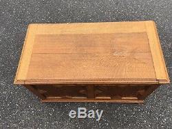 Antique Tiger Quartersawn Oak Blanket Chest Trunk Bench Seat Storage Deco Wood