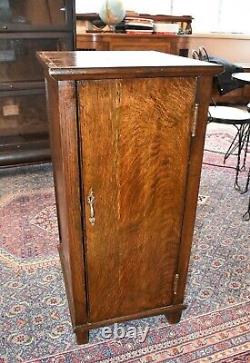 Antique Tiger Stripe Oak Music Cabinet
