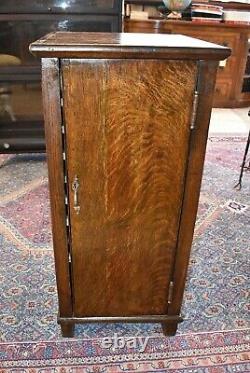 Antique Tiger Stripe Oak Music Cabinet