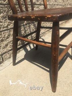 Antique Tiger Striped Oak Wood Brown Dining Chair Barn Primitive Decor