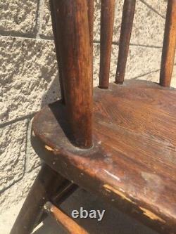Antique Tiger Striped Oak Wood Brown Dining Chair Barn Primitive Decor