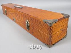 Antique Tongue & Groove Tiger Oak Wooden Telescope Instrument Box 34 Long