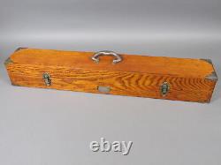 Antique Tongue & Groove Tiger Oak Wooden Telescope Instrument Box 34 Long
