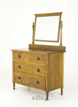 Antique Vanity, Tiger Oak, Mirrored, Scotland 1930, Antique Furniture, B847 REDUCED