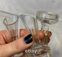 Antique Victorian 1896 LePage Church Communion Glass & Tiger Oak Case 35 Glasses