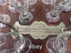 Antique Victorian 1896 LePage Church Communion Glasses Tiger Oak Case 35 Glasses