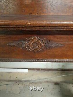 Antique Victorian American Tiger Oak Fireplace Mantle