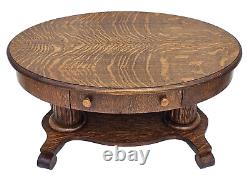Antique Victorian American Tiger Oak Oval Coffee Table Circa 1900's