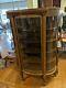 Antique Victorian Beautiful Tiger Oak China Cabinet Curio With Claw Feet