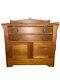 Antique Victorian Eastlake Tiger Oak Wood Washstand Dry Sink Cabinet Chest