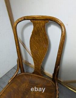 Antique Victorian Mission Tiger Oak Bent Wood Ladies Sewing Rocking Chair