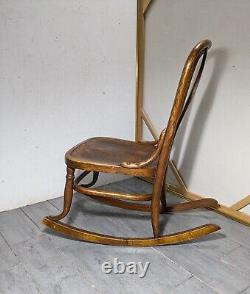 Antique Victorian Mission Tiger Oak Bent Wood Ladies Sewing Rocking Chair