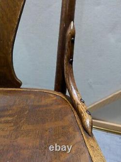 Antique Victorian Mission Tiger Oak Bent Wood Ladies Sewing Rocking Chair