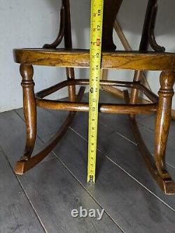 Antique Victorian Mission Tiger Oak Bent Wood Ladies Sewing Rocking Chair