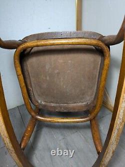 Antique Victorian Mission Tiger Oak Bent Wood Ladies Sewing Rocking Chair