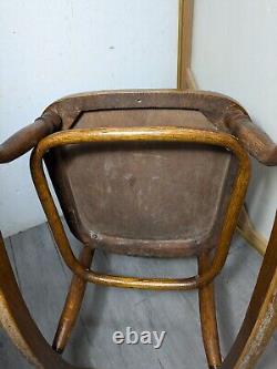 Antique Victorian Mission Tiger Oak Bent Wood Ladies Sewing Rocking Chair