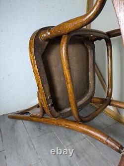 Antique Victorian Mission Tiger Oak Bent Wood Ladies Sewing Rocking Chair