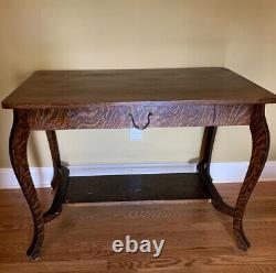 Antique Victorian Quartersawn Tiger Oak Library Table Desk (PICK UP ONLY)
