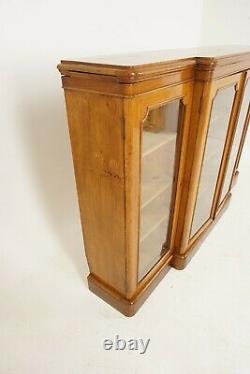 Antique Victorian Tiger Oak Breakfront Display Cabinet, Scotland 1880, B2551