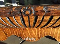 Antique Victorian Tiger Oak China Plate Display Wall Rack Shelf Carved Lion Head