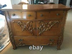 Antique Victorian Tiger Oak Dresser / Buffet