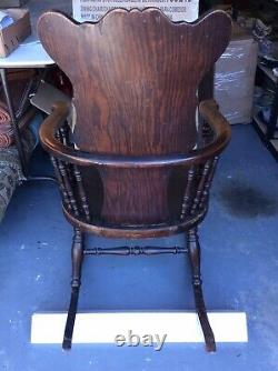 Antique Victorian Tiger Oak Fancy Rocking Chair